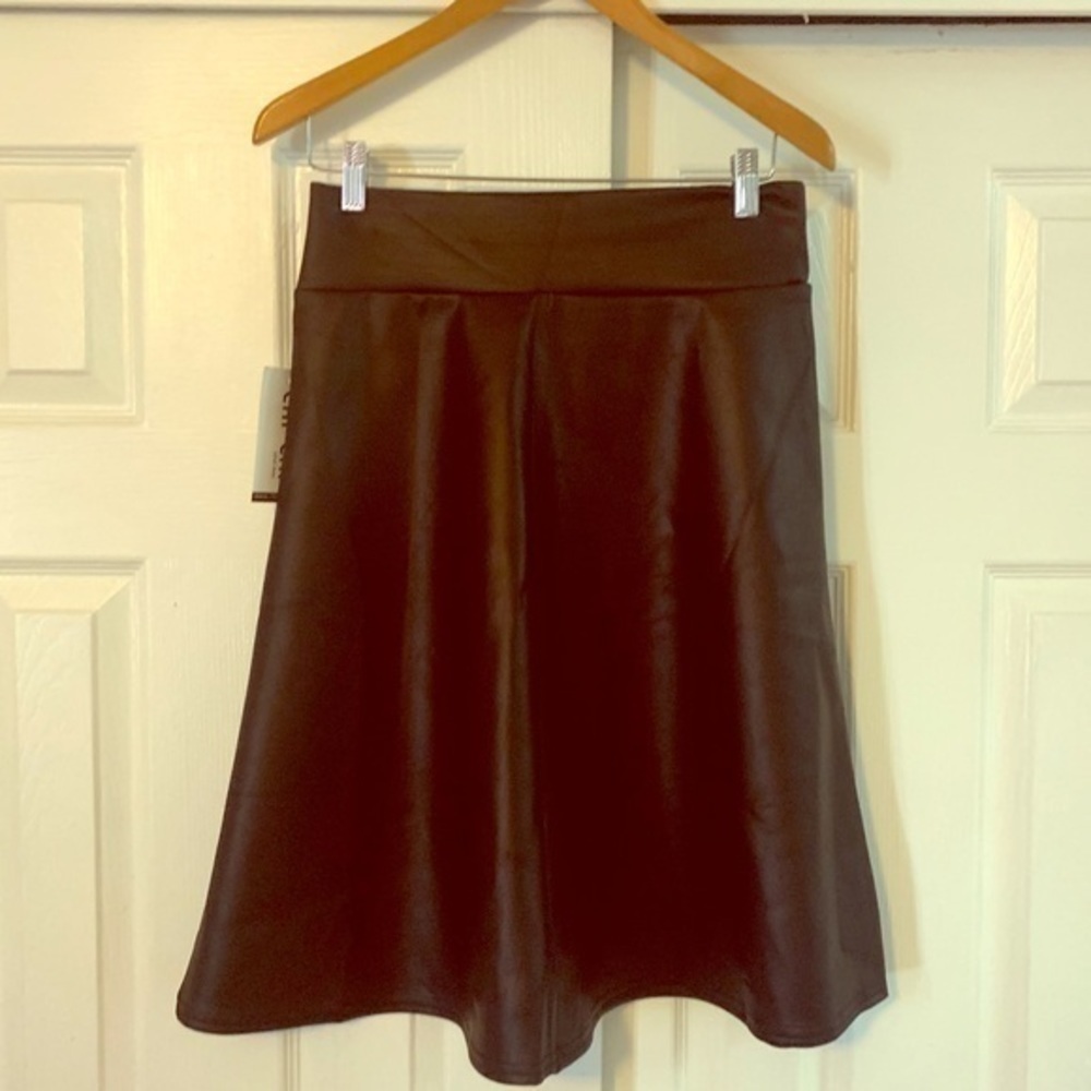 Chi Chi Black Vegan‎ Leather A-line Skirt Small